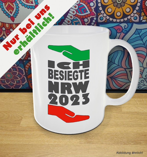 Kaffeebecher "Ich besiegte NRW 2023" schwarz